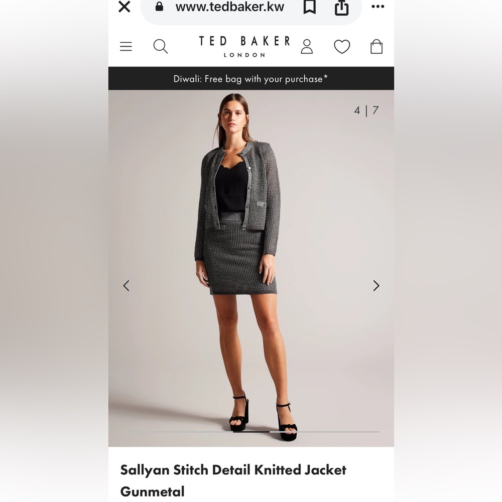Ted Baker set Elegant Black metallic Jacket and skirt